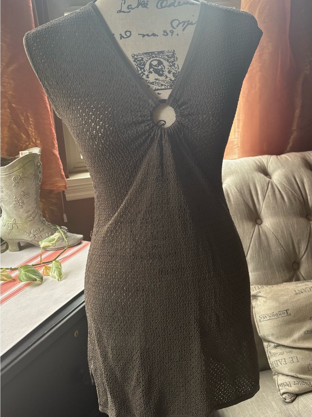 Tommy Bahama Brown Knit Dress with Front Ring Accent